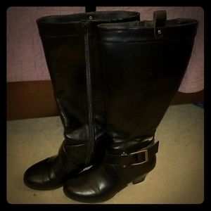 Black knee high wide calf boots